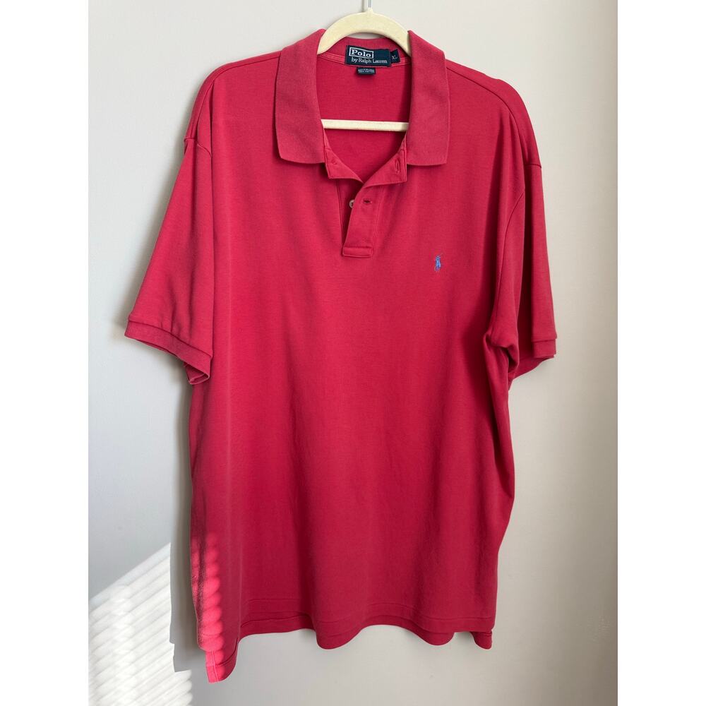 Vintage Y2K 1990s Red‎ Polo Ralph Lauren Cotton Polo Shirt Size XL | Preppy
